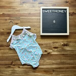 NWT SweetHoney Mary One Piece Swimsuit - Santa Cruz Green Pink Floral Preppy 5